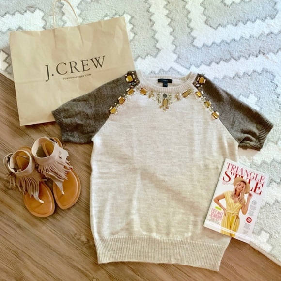J. Crew Sweaters - J.Crew Rhinestone Jeweled Sweater Top Size S
